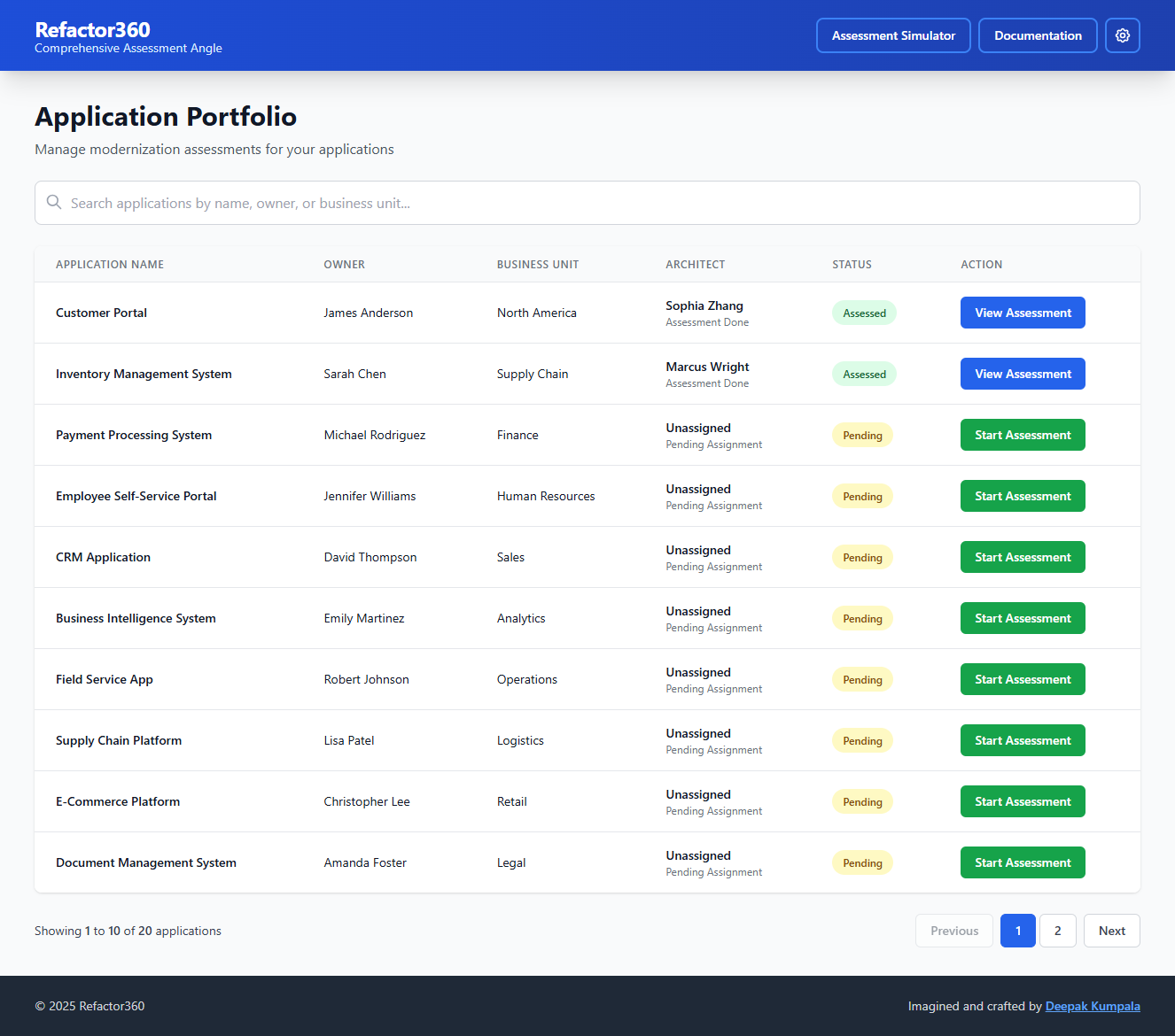 Modernization Assessment App
